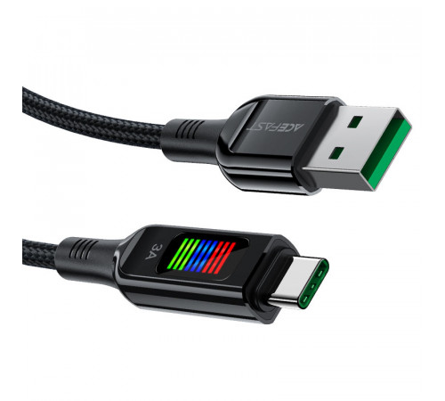 Кабель ACEFAST C7-04 USB to Type-C 3A, 1.2m, nylon, zinc connectors, LED, Black (6974316282785)