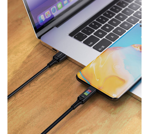 Кабель ACEFAST C7-04 USB to Type-C 3A, 1.2m, nylon, zinc connectors, LED, Black (6974316282785)