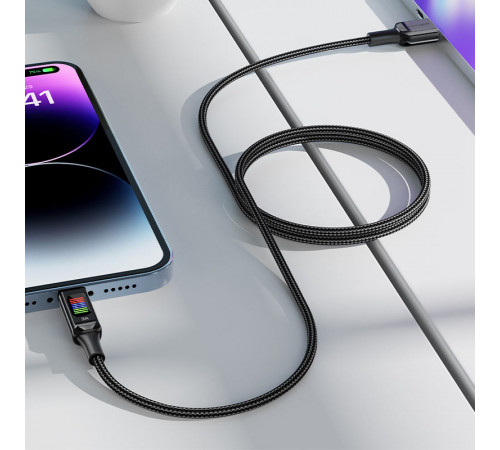 Кабель ACEFAST C7-04 USB to Type-C 3A, 1.2m, nylon, zinc connectors, LED, Black (6974316282785)