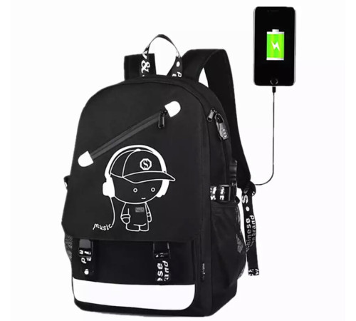 Рюкзак Music с USB светящийся в темноте      (100)