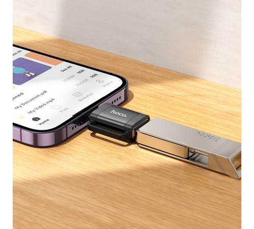 Адаптер HOCO UA31A iP male to USB female OTG adapter Black (6942007628082)