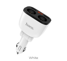 Автомобільний зарядний пристрій HOCO Z28 Power ocean cigarette lighter in-car charger with digital display White (6957531091967)