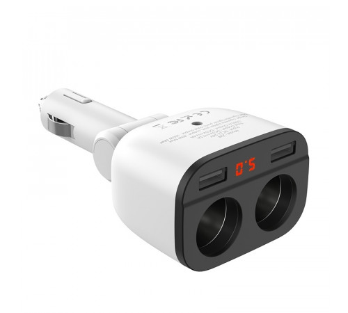 Автомобільний зарядний пристрій HOCO Z28 Power ocean cigarette lighter in-car charger with digital display White (6957531091967)