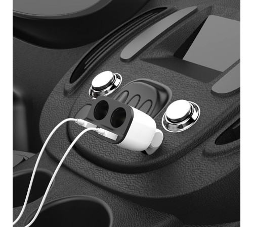 Автомобільний зарядний пристрій HOCO Z28 Power ocean cigarette lighter in-car charger with digital display White (6957531091967)