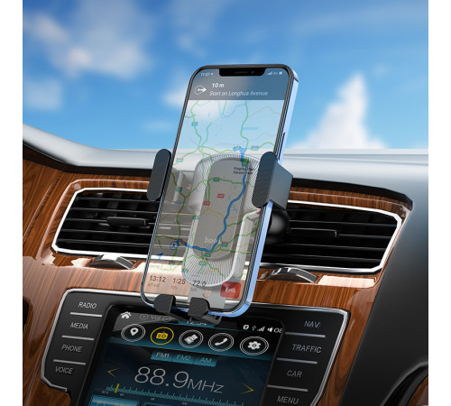 Автотримач для телефона HOCO CA103 vertical and horizontal air outlet gravity car holder Black Metal Gray (6931474766229)