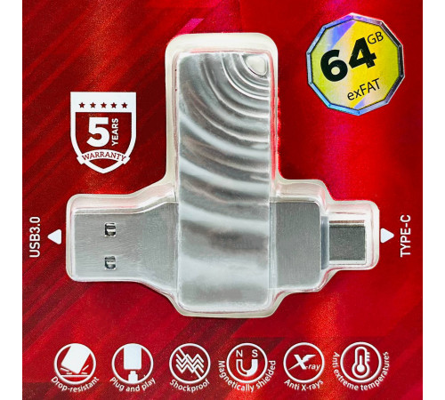 USB флеш Borofone BUD3 64Gb USB3.0+Type-C Швидкісна