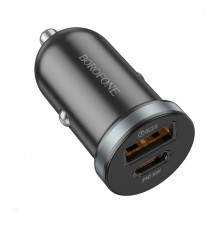 Автомобільний зарядний пристрій BOROFONE BZ22 Scenery dual port PD30W+QC3.0 car charger Black (6941991105180)