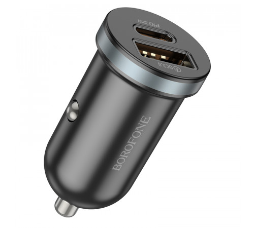 Автомобільний зарядний пристрій BOROFONE BZ22 Scenery dual port PD30W+QC3.0 car charger Black (6941991105180)