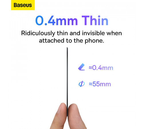 Пластина для магнітного тримача Baseus Halo Series Magnetic Metal Ring（2pcs/pack）Black (PCCH000001)