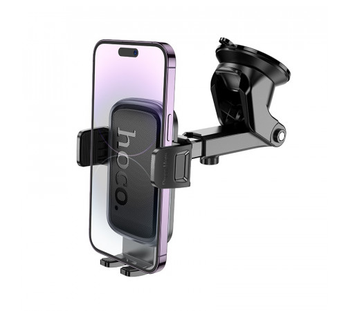 Автотримач для телефона HOCO H79 Vista push-type car holder (center console) Black Metal Gray (6942007647892)