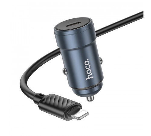 Автомобільний зарядний пристрій HOCO Z57 Glorious single-port PD30W car charger set (C to iP) Metal Gray (6942007633062)
