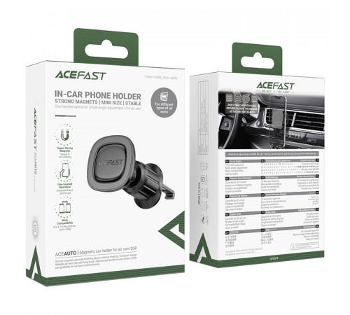 Автотримач для телефона ACEFAST D50 magnetic car holder for air vent Black (6974316284147)