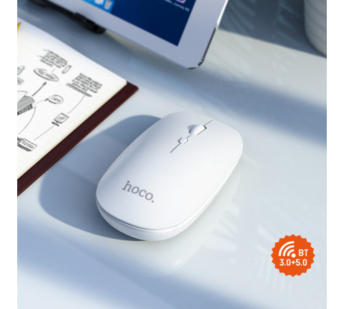 Маніпулятор миша HOCO GM15 Art dual-mode business wireless mouse White (6931474760586)