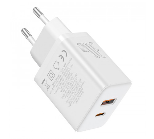 Мережевий зарядний пристрій Baseus Cube Fast Charger C+U 30W EU Moon White (P10111404213-00)