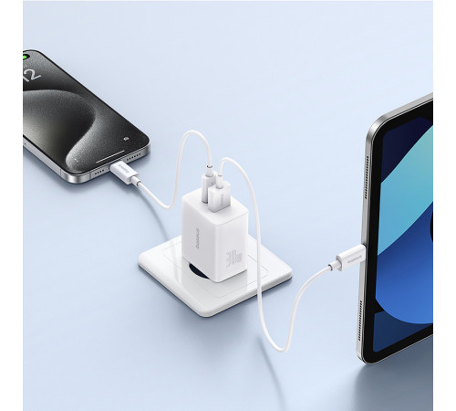 Мережевий зарядний пристрій Baseus Cube Fast Charger C+U 30W EU Moon White (P10111404213-00)