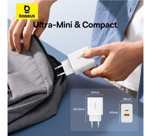 Мережевий зарядний пристрій Baseus Cube Fast Charger C+U 30W EU Moon White (P10111404213-00)