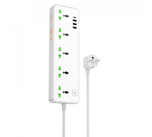 Мережевий подовжувач HOCO  AC13A Talento 5-position socket(1C3A) (1,5 m) White (6942007607148)