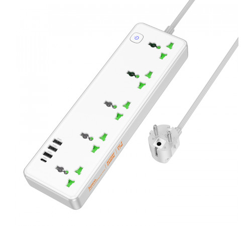 Мережевий подовжувач HOCO  AC13A Talento 5-position socket(1C3A) (1,5 m) White (6942007607148)