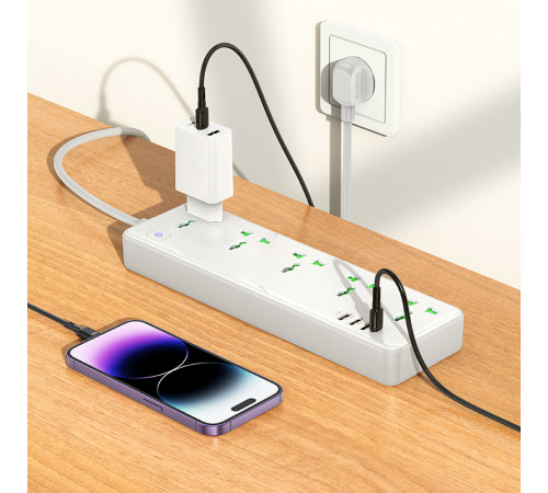 Мережевий подовжувач HOCO  AC13A Talento 5-position socket(1C3A) (1,5 m) White (6942007607148)