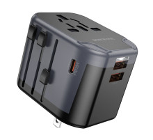 Мережевий зарядний пристрій BOROFONE BAC13 Leader 3-port PD20W(1C2A) universal conversion charger Black (6941991117169)