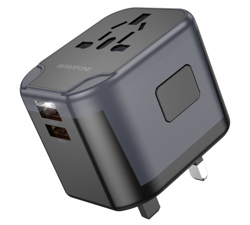 Мережевий зарядний пристрій BOROFONE BAC13 Leader 3-port PD20W(1C2A) universal conversion charger Black (6941991117169)