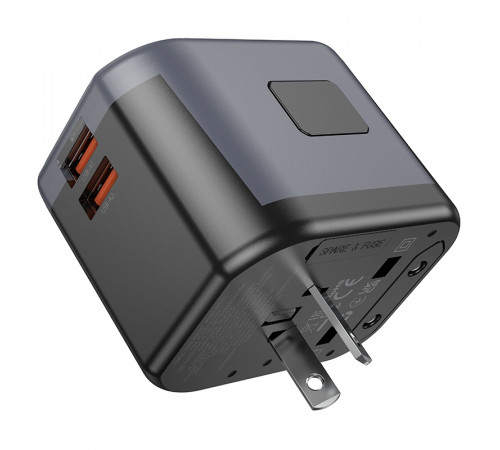 Мережевий зарядний пристрій BOROFONE BAC13 Leader 3-port PD20W(1C2A) universal conversion charger Black (6941991117169)