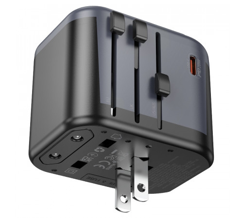 Мережевий зарядний пристрій BOROFONE BAC13 Leader 3-port PD20W(1C2A) universal conversion charger Black (6941991117169)