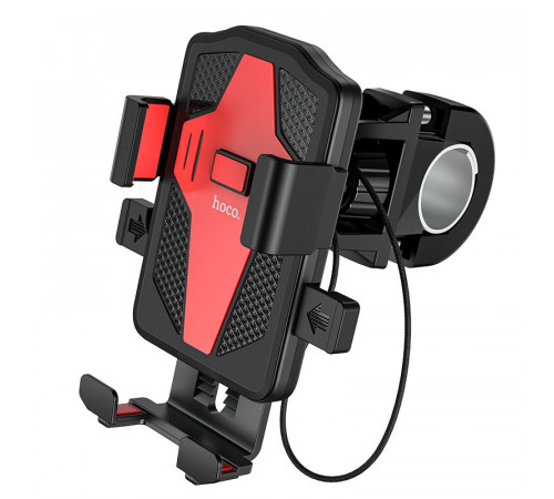 Велотримач для телефона HOCO CA73 Flying one-touch bicycle and motorcycle universal holder Black＆Red (6931474731753)