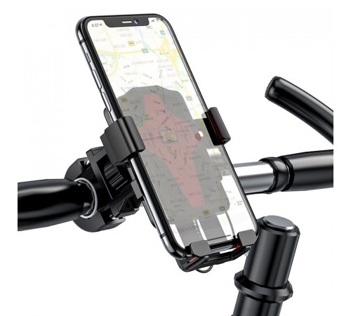 Велотримач для телефона HOCO CA73 Flying one-touch bicycle and motorcycle universal holder Black＆Red (6931474731753)