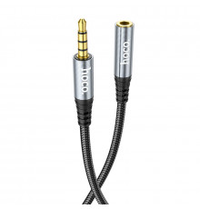Аудiокабель HOCO UPA20 3.5mm male to 3.5mm female, nylon braid, 2m, Metal Gray (6931474762160)