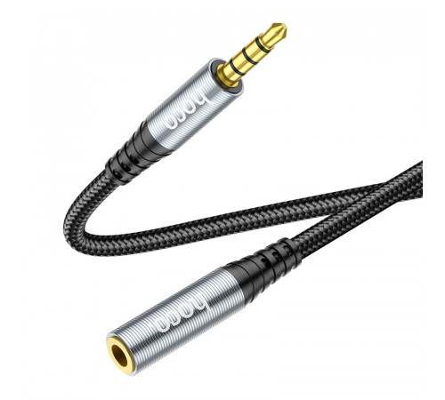 Аудiокабель HOCO UPA20 3.5mm male to 3.5mm female, nylon braid, 2m, Metal Gray (6931474762160)