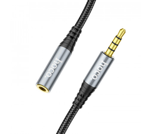 Аудiокабель HOCO UPA20 3.5mm male to 3.5mm female, nylon braid, 2m, Metal Gray (6931474762160)