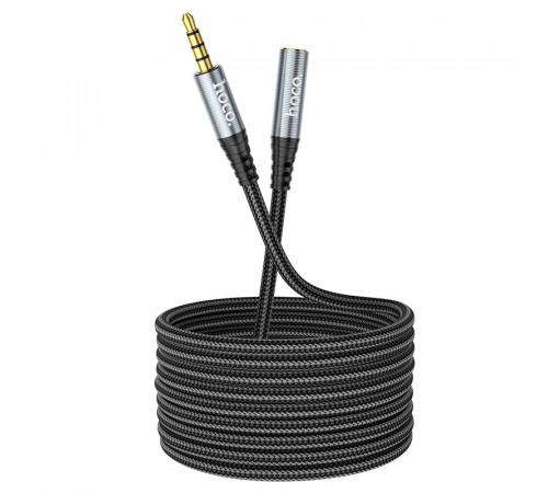 Аудiокабель HOCO UPA20 3.5mm male to 3.5mm female, nylon braid, 2m, Metal Gray (6931474762160)