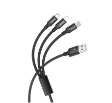 Кабель HOCO X14 3-in-1 Times speed charging cable iP+Micro+Type-C Black (6931474719157)