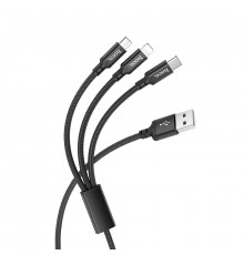 Кабель HOCO X14 3-in-1 Times speed charging cable iP+Micro+Type-C Black (6931474719157)
