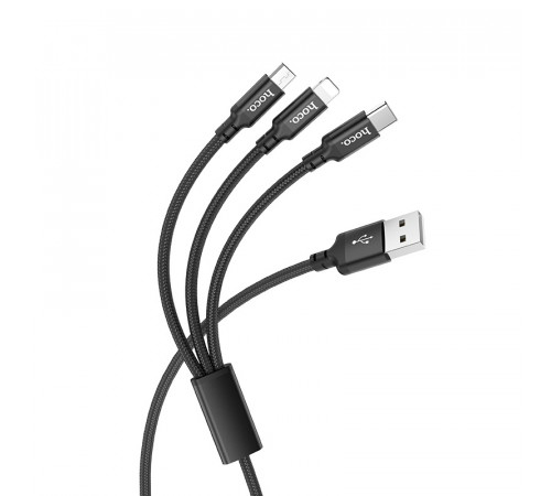 Кабель HOCO X14 3-in-1 Times speed charging cable iP+Micro+Type-C Black (6931474719157)