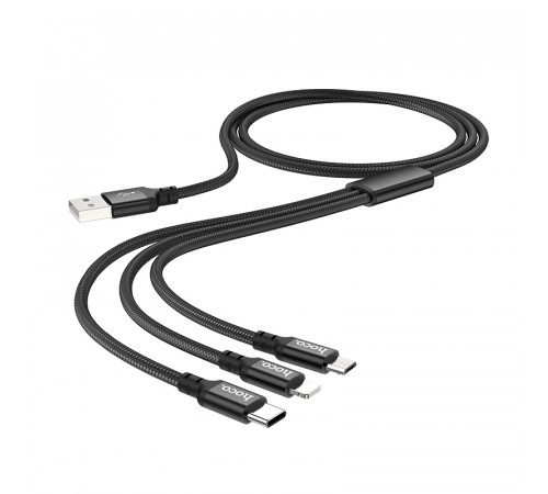Кабель HOCO X14 3-in-1 Times speed charging cable iP+Micro+Type-C Black (6931474719157)