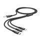 Кабель HOCO X14 3-in-1 Times speed charging cable iP+Micro+Type-C Black (6931474719157)
