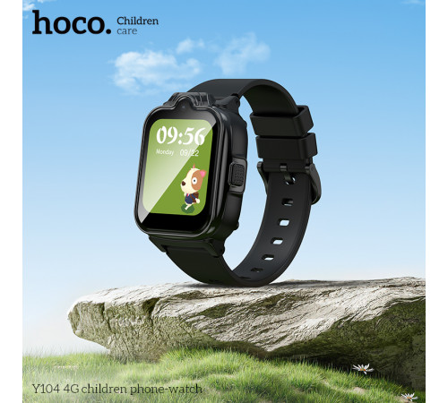Дитячий смарт-годинник Hoco Y104 42mm. SIM 4G. Wi-Fi. 700 mAh. IP65 Black (6942007646352)