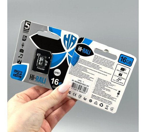 Карта пам'яті Hi-Rali 16Gb (UHS-1) 10 Class (з адаптером SD)