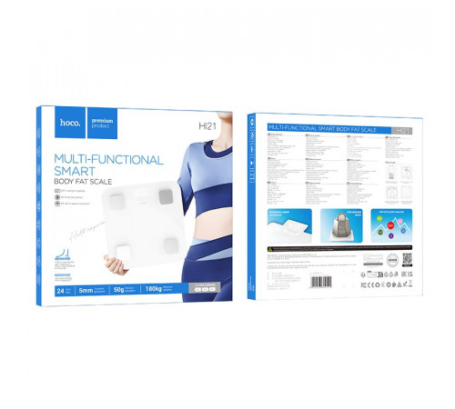 Ваги підлогові HOCO HI21 Smart body fat scale White (6942007624121)