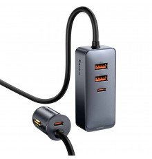 Автомобільний зарядний пристрій Baseus Share Together PPS multi-port Fast charging with extension cord 120W 2U+2C Gray (CCBT-A0G)