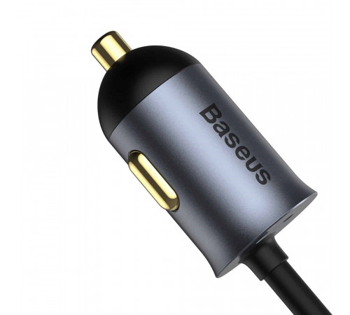 Автомобільний зарядний пристрій Baseus Share Together PPS multi-port Fast charging with extension cord 120W 2U+2C Gray (CCBT-A0G)