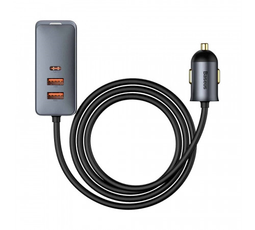 Автомобільний зарядний пристрій Baseus Share Together PPS multi-port Fast charging with extension cord 120W 2U+2C Gray (CCBT-A0G)
