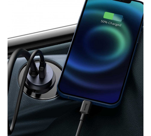 Автомобільний зарядний пристрій Baseus Share Together PPS multi-port Fast charging with extension cord 120W 2U+2C Gray (CCBT-A0G)