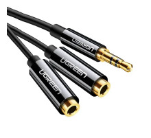 Аудіокабель UGREEN AV134 3.5mm male to 2 female, TPE, 2m Black (UGR-20816)