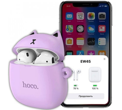 Бездротові навушники HOCO EW45 True wireless stereo headset Lilac Cat (6931474789228)