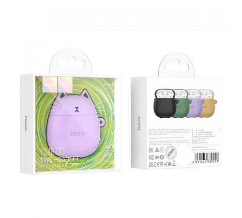 Бездротові навушники TWS HOCO EW45 True wireless stereo headset Lilac Cat (6931474789228)