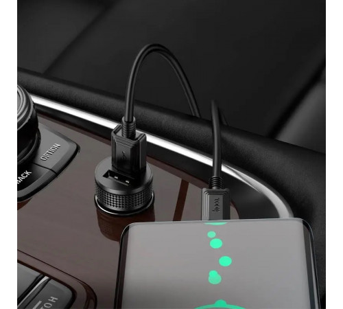 Автомобільний зарядний пристрій HOCO Z49 Level dual port car charger Black (6931474795601)