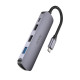USB-хаб HOCO HB27 Type-C multi-function converter(HDTV+USB3.0+USB2.0*2+PD) Metal Gray (6931474769329)